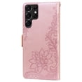 thumbnail image 3 of Dteck for Samsung Galaxy S22 Ultra Case, PU Leather Embossed Lace Flip Wallet Case with 3 Cart Slots and Kickstand Shockproof Protective Case for Samsung Galaxy S22 Ultra 6.8" 2022 Women Men, Rosegold, 3 of 13