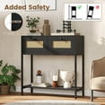 thumbnail image 6 of Costway 32” Console Table with 2 Rattan Drawers, Open Storage Shelf, Heavy-duty Metal Frame Black, 6 of 10