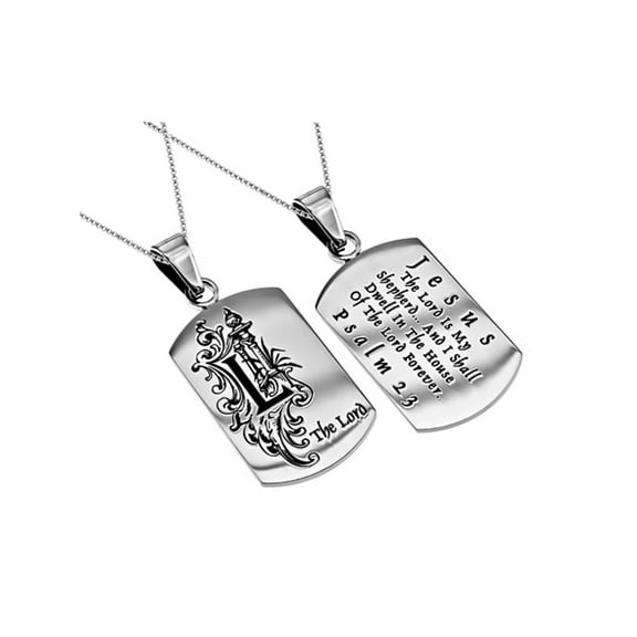 Christian Necklace for Women, Psalms 23 THE LORD, Stainless Steel