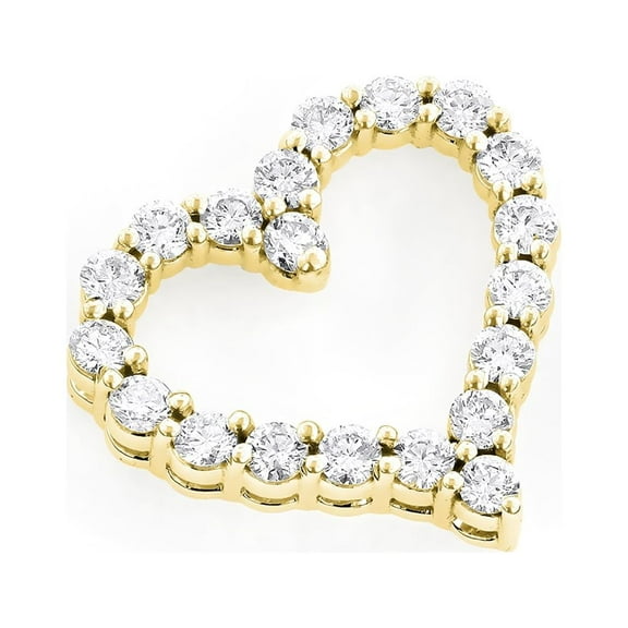Luxurman 14k Round Natural Diamond Heart Pendant (Yellow Gold)