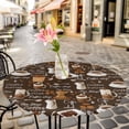 thumbnail image 4 of Coffee Fitted Tablecloth with Elastic Edged, Round Table Cloth for Dining Table, Brown Retro Coffee Theme Beans Latte Tea Cup Waterproof Oil Proof Table Cover for Indoor Outdoor 55"-60", 4 of 8