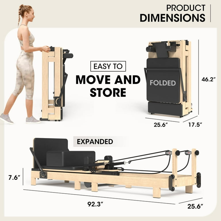 Syedee Pilates Reformer Machine Wood Pilates Machine Bed Yoga Exercise Strength Training Equipment for Home Workout Walmart