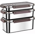 thumbnail image 1 of 3pcs/Set Large Rectangle Stainless Steel Food Storage Containers With Lids For Kitchen Picnic Travel Durable Leak-Proof Design Vacuumable, 1 of 10