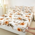 thumbnail image 3 of Manfei Fall Pumpkin Bed Sheets,Rustic Flower Floral King Sheets,Gray White Grid Sheet Set For Children,Breathable Home Decor,4 Pieces, 3 of 7