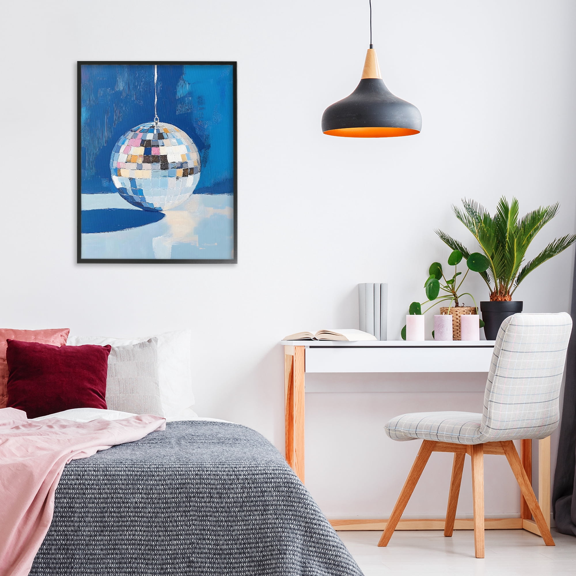 Stupell Industries Silver Dance Disco Ball Black Framed Giclee Art, design by The Prints Vibe