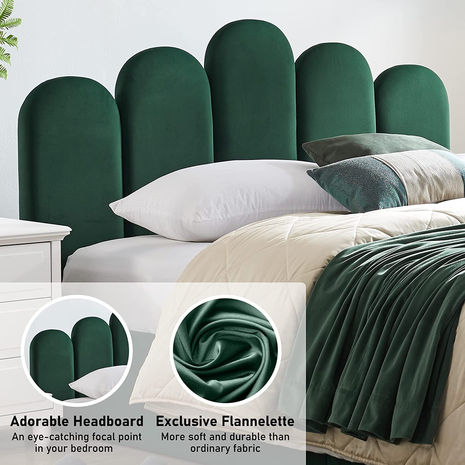 Zanmintaobo Queen Bed Frame with Storage & Headboard, Upholstered Platform Bed with Hydraulic Storage System, No Box Spring Needed, Wood Slats Support, Easy Assembly, Queen Size, Dark Green