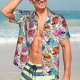 thumbnail image 4 of KLL Men's Hawaiian Shirt Short Sleeve Button Down Beach Shirts-Skulls and Roses, 4 of 6