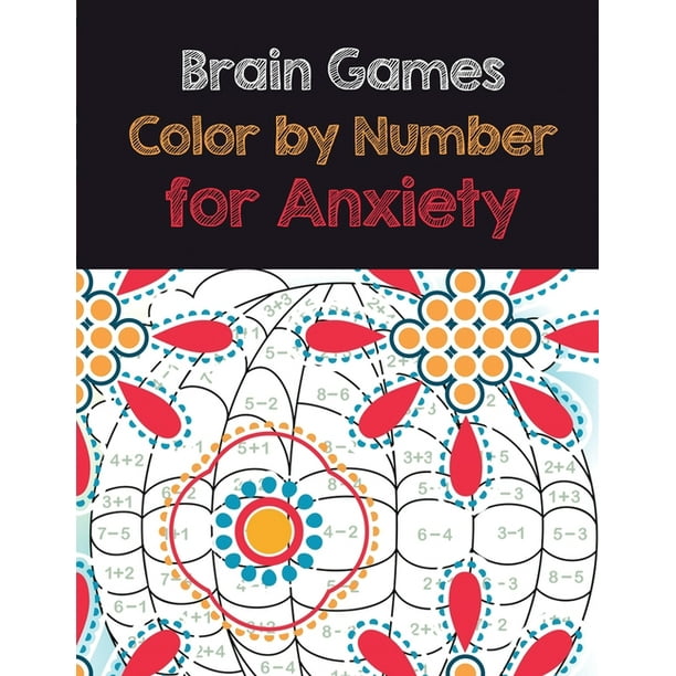 brain games color by number for anxiety adult coloring