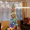 thumbnail image 3 of Topbuy 7 FT Fiber Optic Artificial Christmas Tree Prelit Pencil Christmas Tree with 697 Branch Tips Foldable Metal Stand, 3 of 9