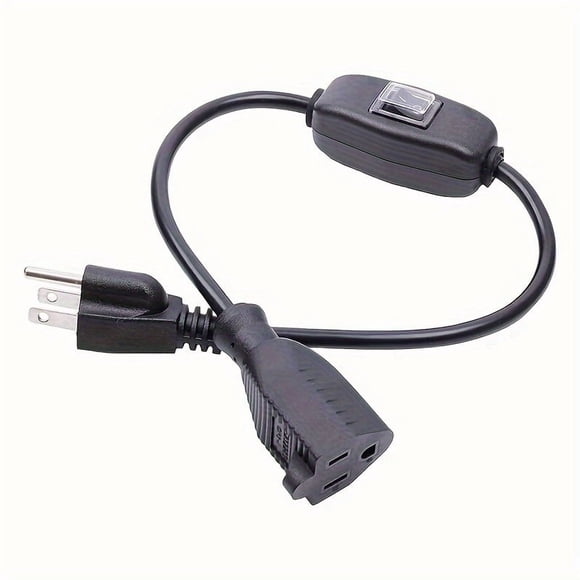 HLONK Rallonge Électrique Commutée 2 Pieds 1000W Usage Intensif 18/3 SJTW 10A 125V Prise US à Prise 3 Broches pour Usage Intérieur et Extérieur - Cordon d'Alimentation avec Interrupteur Marche/arrêt en Ligne 110-1