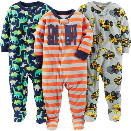 toddler fleece footed pajamas loose kid boys pack