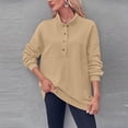 thumbnail image 4 of hxobax Womens Oversized Sweatshirts Fleece Long Sleeve Half Button Casual Pullover Tops With Pockets, 4 of 7