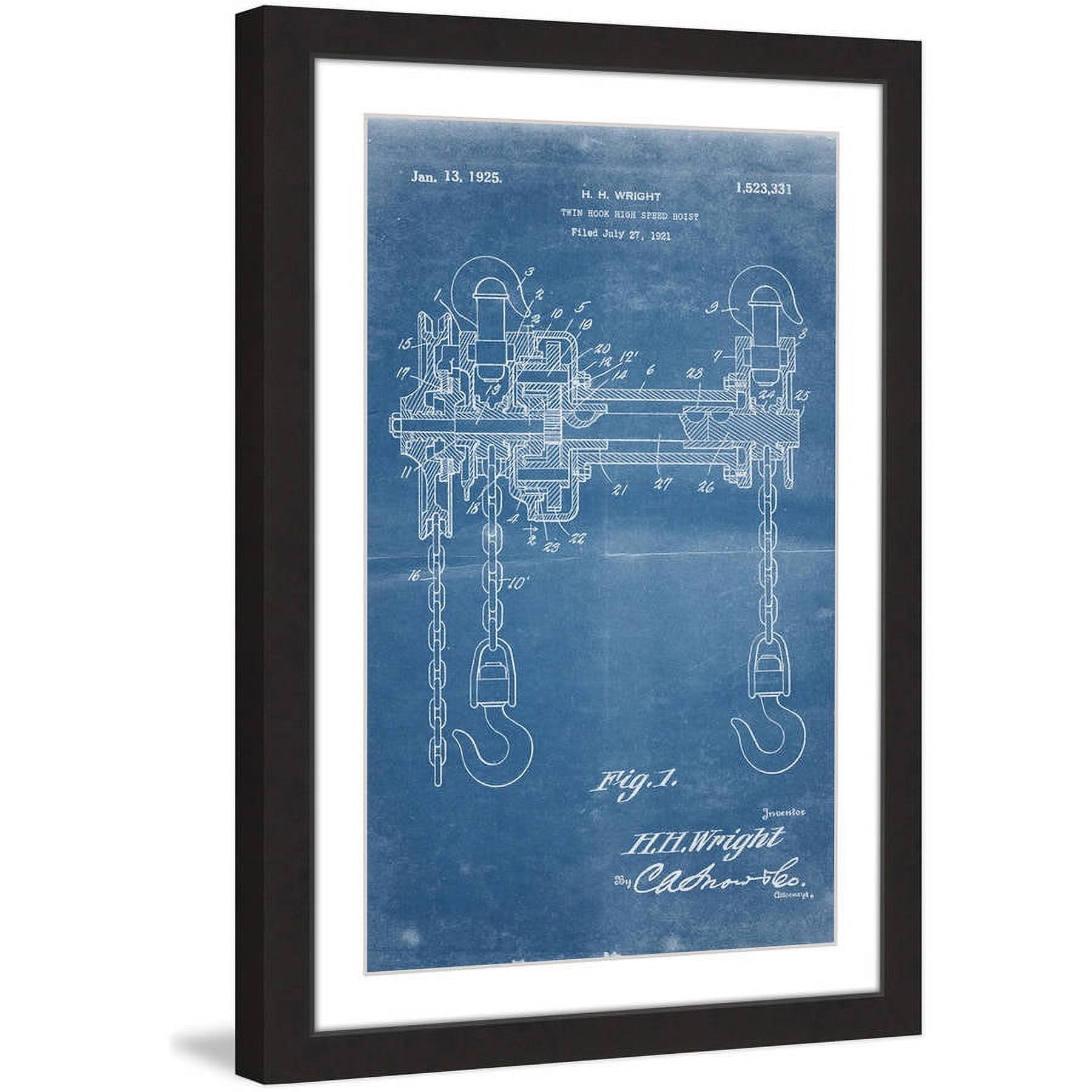 "Hoist 1921 Blueprint" Framed Painting Art Print, 12" x 1.5"