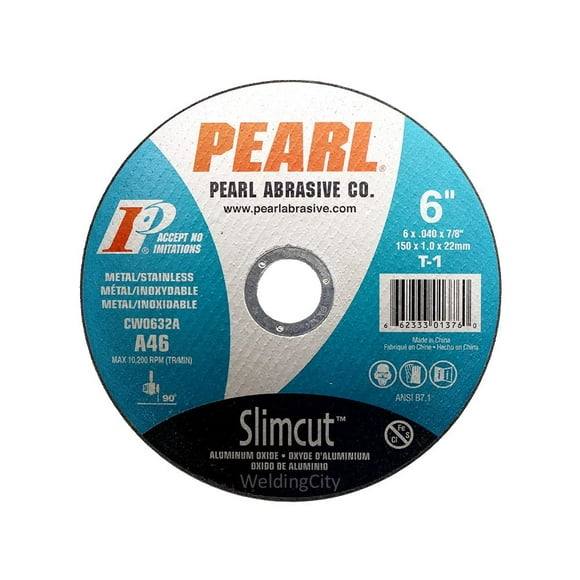 5-PK Pearl Abrasive CW0632A Slimcut-40 Cut-Off Wheel 6 x .040 x 7/8 Aluminum Oxide Type 1 Contaminant Free