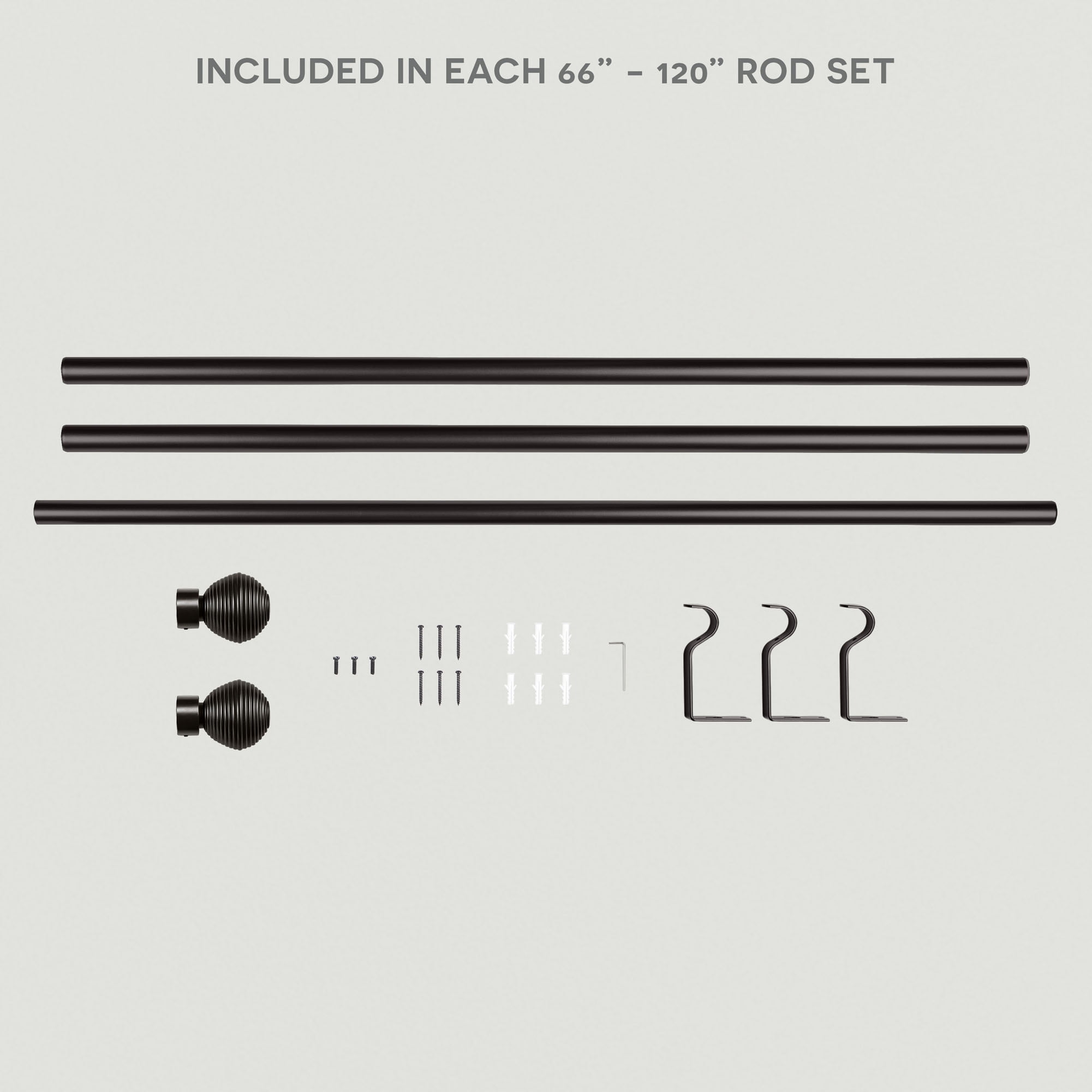 Exclusive Home Modern Layer 1" Curtain Rod and Finial Set, Matte Bronze, Adjustable 66"-120"