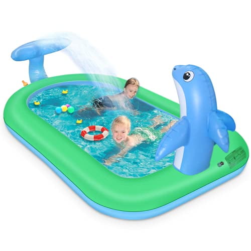 Summer Pool Toys for Outdoor Indoor Garden Backyard Party 75 x 26 Swimming Pool Toys for Kids Toddlers Boys Girls Kiddie HAOERLING Inflatable Pool with Dolphin Sprinkler