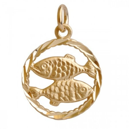 10K Yellow Gold Pisces Pendant Necklace (No Chain)