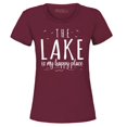 thumbnail image 1 of Shop4Ever Women's The Lake is My Happy Place Graphic T-Shirt Small Maroon, 1 of 5