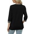 thumbnail image 5 of BXINGOHAI Womens T Shirts 3/4 Length Sleeve Womens Tops Dressy Casual Crew Neck Color Block Tunic Tops, 5 of 5
