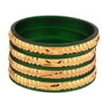 thumbnail image 6 of Efulgenz Traditional Bridal Green Acrylic Indian Wedding Bangles Gold Tone Engraved Glossy Bracelet Bangle Jewelry for Women (4 Pcs) Size 2.8, 6 of 7