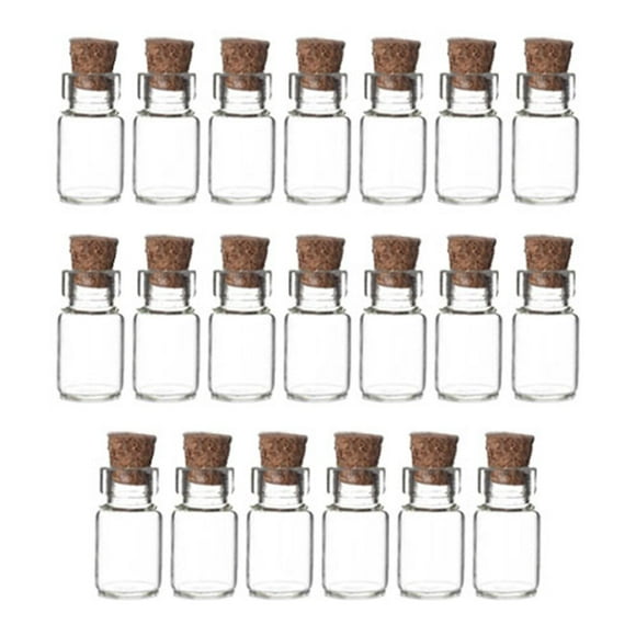 Tnarru 20 Pieces Mini Glass Bottles Wishing Bottles with Cork Candy Bottles Tiny Glass Vials for DIY Decoration Wedding Party Favors