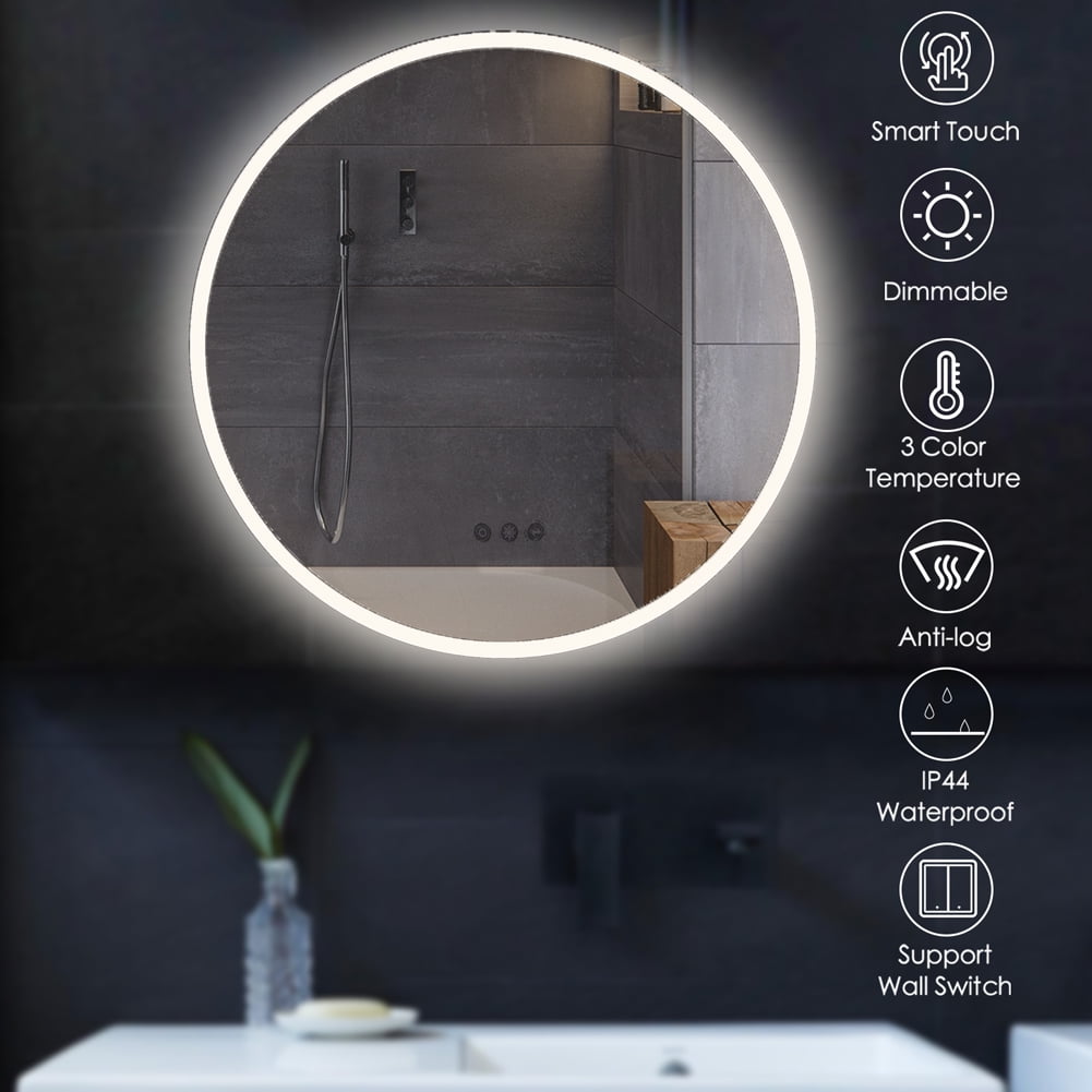 Private Jungle 26" LED Lighted Round Mirror Wall Mount Circle Illuminated Bathroom Vanity Mirror with Anti-Fog Demister Pad Built in Touch Switch Private Jungle 26" LED Lighted Round Mirror Wall Mount Circle Illuminated Bathroom Vanity Mirror with Anti-Fog Demister Pad Built in Touch Switch