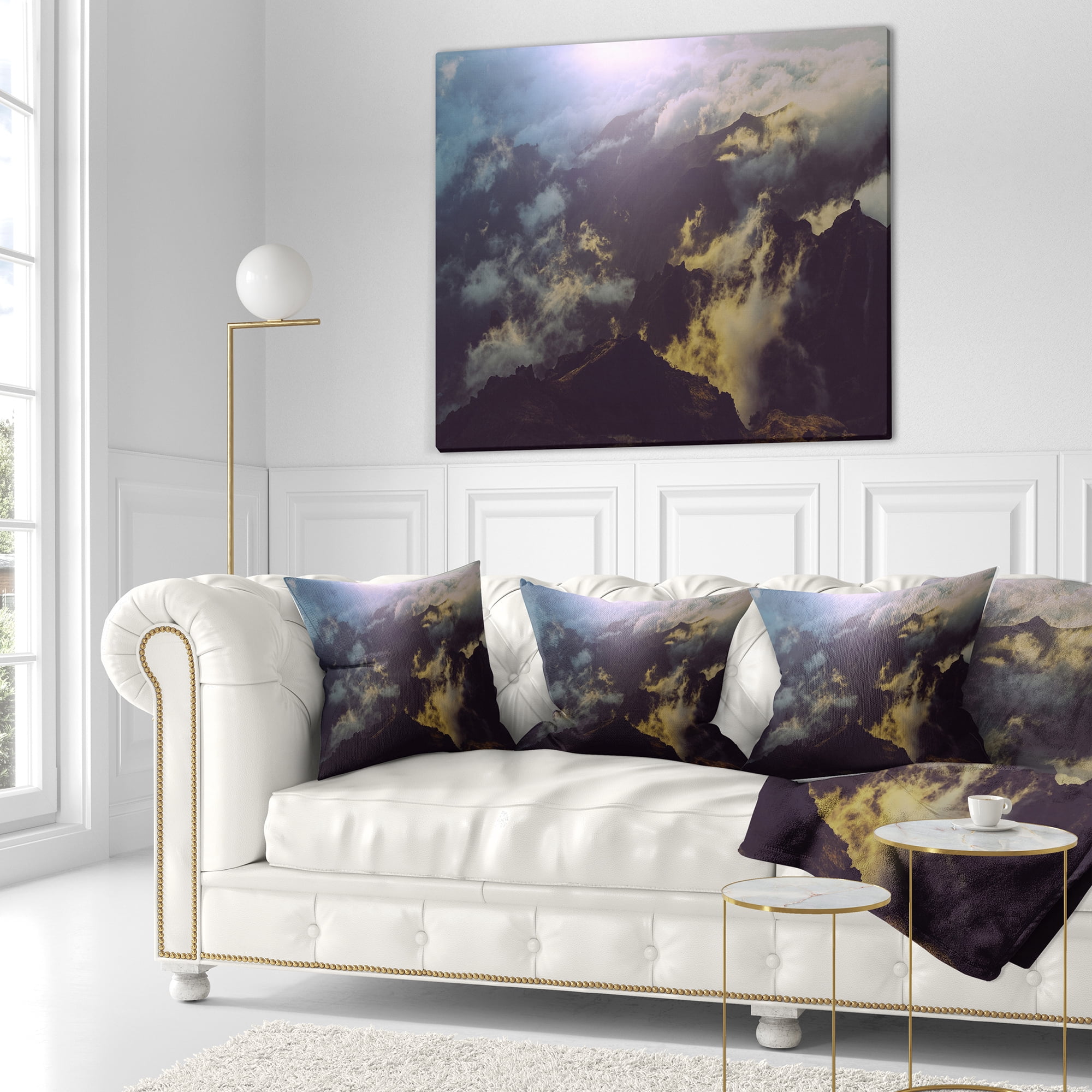 Designart Mountain Above the Clouds View - Landscape Printed Throw Pillow - 16x16