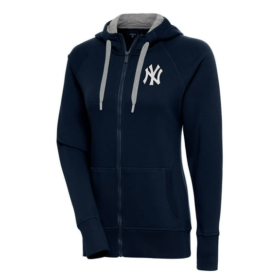 Women's Antigua  Navy New York Yankees Brushed Metallic Victory Full-Zip Hoodie