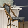 thumbnail image 6 of Flash Furniture Bordeaux Set of 2 Stackable Indoor/Outdoor Bistro 30" High Barstools, Commercial Grade, Black/White and Bamboo Finish, 6 of 13