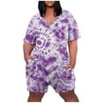 thumbnail image 2 of Rompers for Women Snoarin Plus Size Printed V Neck Short Sleeve Wide Leg Pants Overalls Jumpers with Pockets 2023 on Clearance, 2 of 6