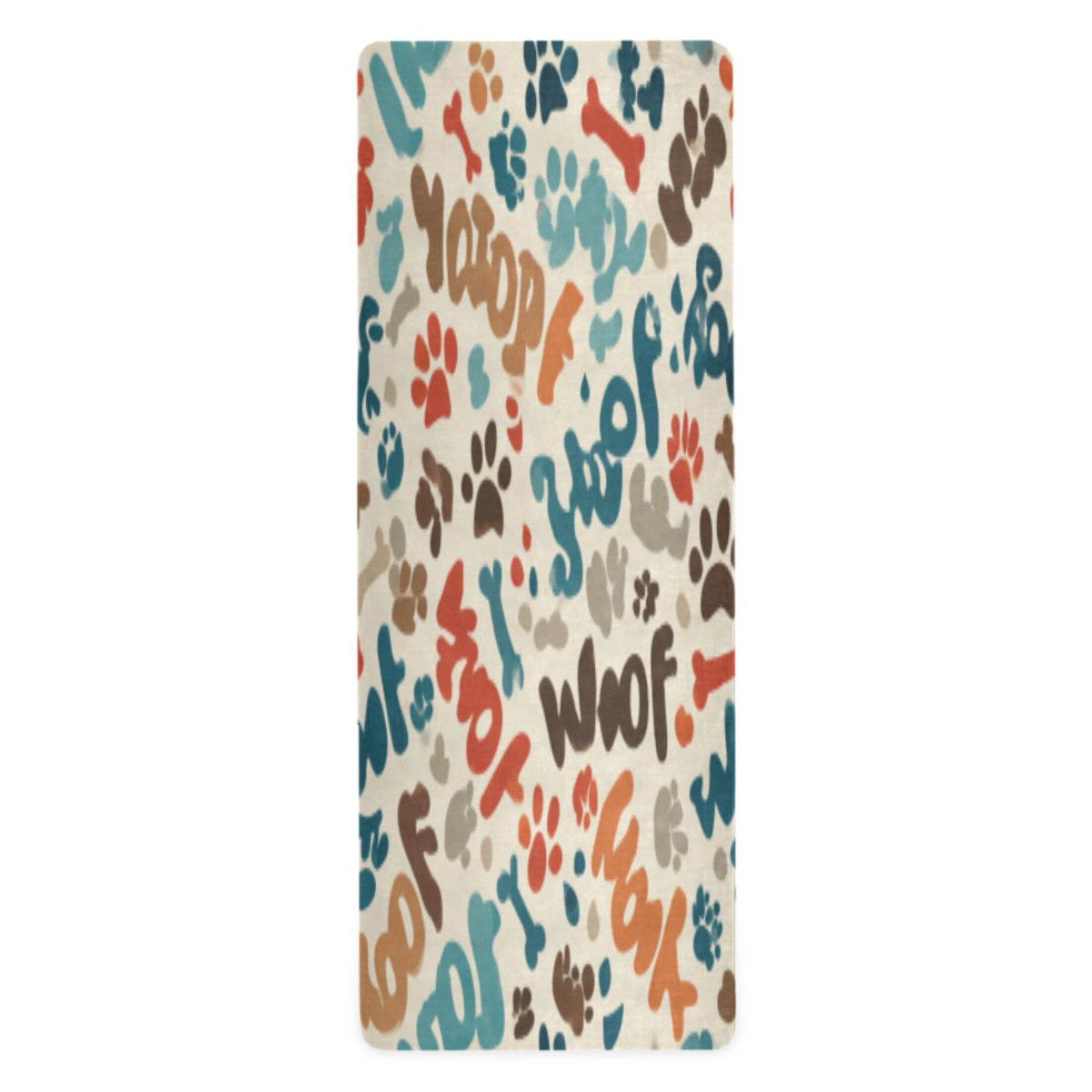 BZSMCE Yoga Mat Women Fitness Mat Vibrant Woof Paw Party Pattern