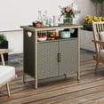 thumbnail image 3 of Uforic Patio Wicker Bar Table, Outdoor Wicker Storage Cabinet, Bar Counter Table, Deck Box - Brown, 3 of 9