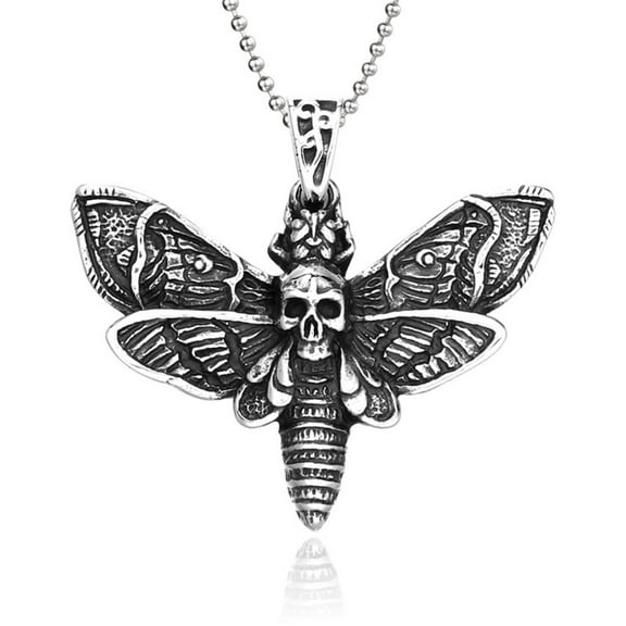 ZMY Home Skull Necklace Stainless Steel Jewelry Long Chain Butterfly Pendant Necklaces