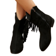 thumbnail image 3 of Willtoo Women's Fashionable Ankle Boots, Fringed Pointed-toe Square Heel, Suitable for Autumn and Winter Outfits Black, 3 of 6