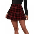 thumbnail image 3 of Women's Elastic Waist Plaid Pleated Skirt Tartan Skater School Uniform Mini Skirts, 3 of 6