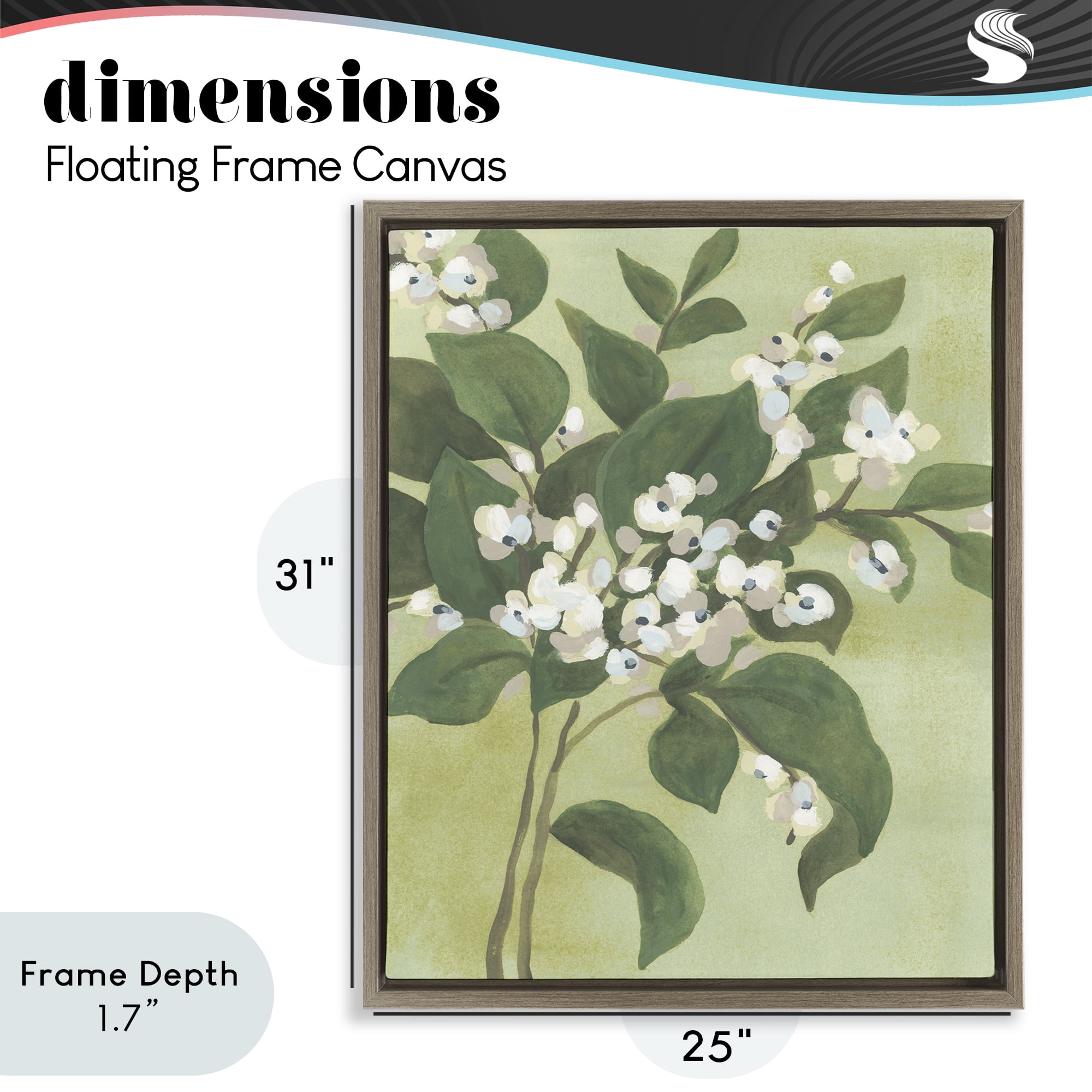 Stupell Industries Verdant Branch Blossoms Brown Framed Floater Canvas Wall Art, design by June Erica Vess