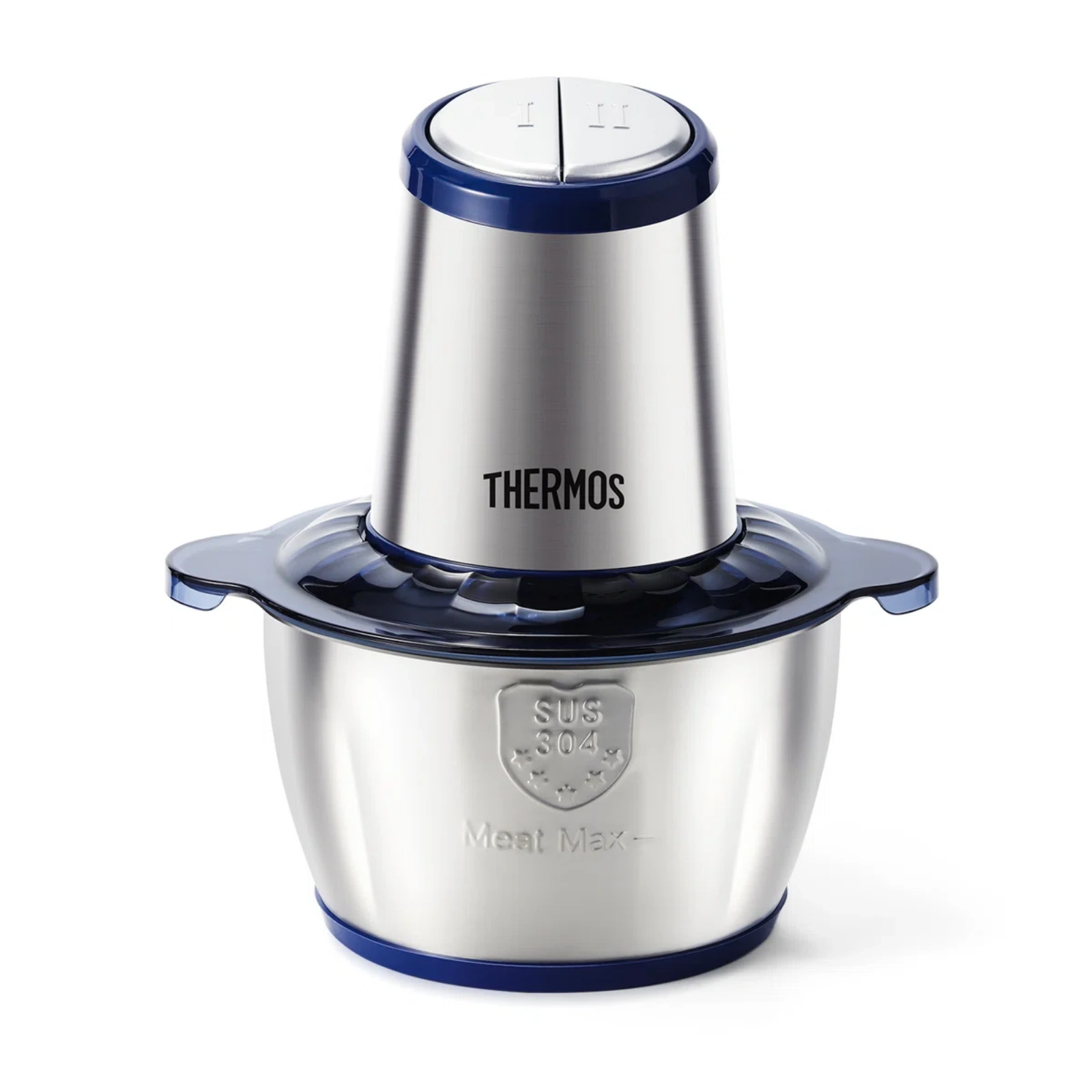 Thermos Food Chopper for Kitchen, 8 Cup Food Processor, 500W, 4 Blades, 2 Bowls, Feed Chute & Pusher for Mincing Dicing Shredding