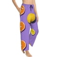 thumbnail image 2 of Disketp Yellow Lemon And Orange Print Women'S Comfy Pajama Pants Casual Drawstring Palazzo Lounge Wide Leg Pants, 2 of 9