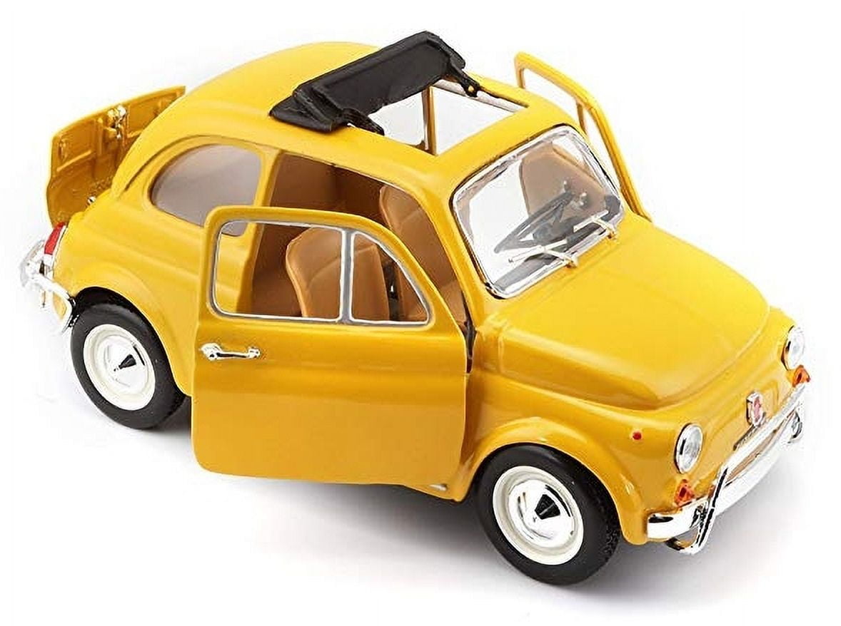 1968 Fiat 500 L Yellow 1/24 Diecast Car Model by BBurago 
