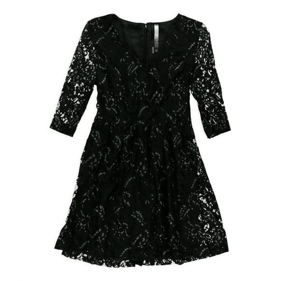 Kensie Womens Flare Lace A-line Dress, Black, Medium