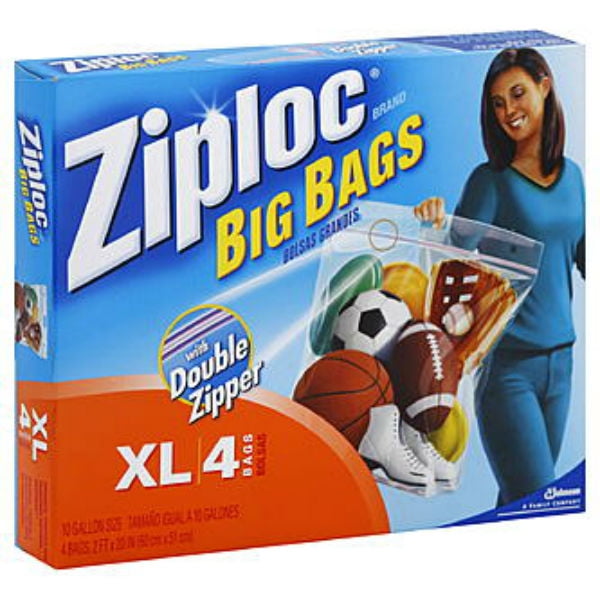 4PK Ziploc 65644 Extra Heavy Duty Big Bags, XLarge, 4Pack
