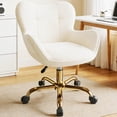thumbnail image 5 of COOHUT Velvet Vanity Chair, Mackup Chair with Wheels, Comfy Swivel Modern Leisure Armchair for Girls Women, Small Office Chair Height Adjustable for Living Room, Bedroom, Offic, Beige, 5 of 7