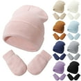 thumbnail image 2 of shoper Baby Beanie Hat Gloves Set, Kids Winter Warm Knit Hat with Glvoes, Solid Toddler Soft Beanie for Boys Girls, 2 of 7