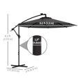 thumbnail image 3 of Outsunny 9.5' Offset Patio Umbrella Weighted Solar LED Parasol, Dark Grey, 3 of 10