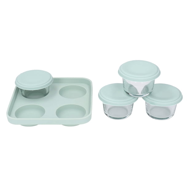 Recipiente para aderezo de ensalada, transparente, reutilizable, de silicona de grado alimenticio, con tapas para congelador y microondas, color verde