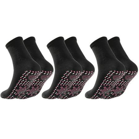 

Yegsfteu 3 Pairs Self Heating Therapy Magnetic Winter Warm Massage Socks (Black)