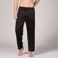 thumbnail image 4 of Mens Satin Pyjamas Pants Sleep Bottoms Lounge Pants with Drawstring Sleepwear Loungwear S~XL, 4 of 7