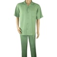 thumbnail image 2 of Men MONTIQUE 2pc Walking Leisure Suit Matching Set Short Sleeves 696 Apple Green, 2 of 9