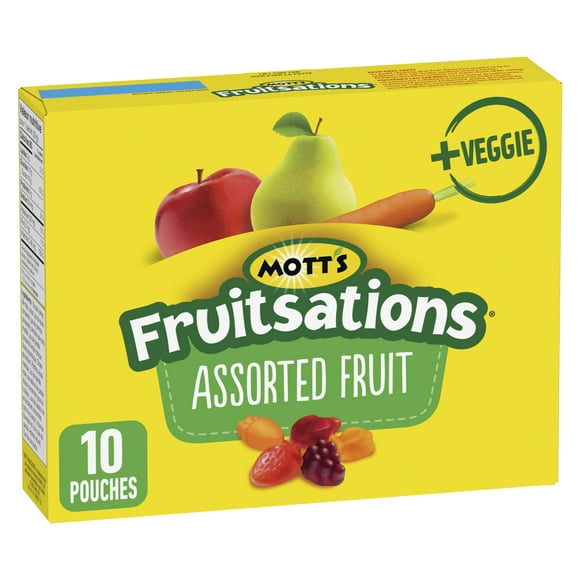 Mott's Fruitsations Fruit Flavoured Snacks, Assorted Fruit, Gluten Free, Kids Snacks, 10 ct, 10 pouches, 226 g