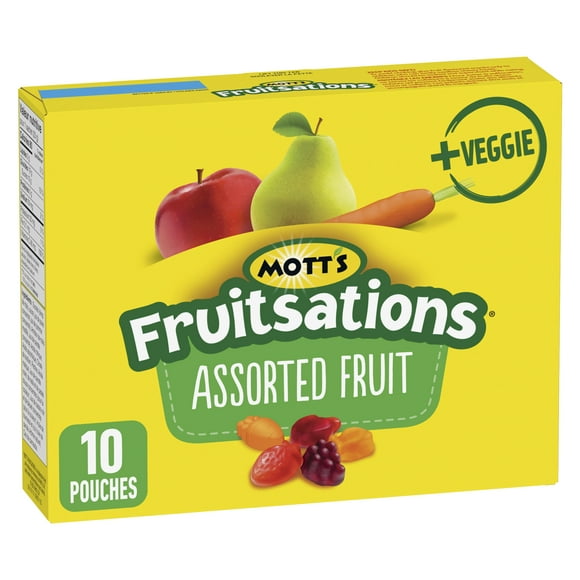 Mott's Fruitsations Collations à Saveur de Fruits, Fruits Assortis, Sans Gluten, Collation pour Enfants, 10 Sachets 10 sachets, 226 g